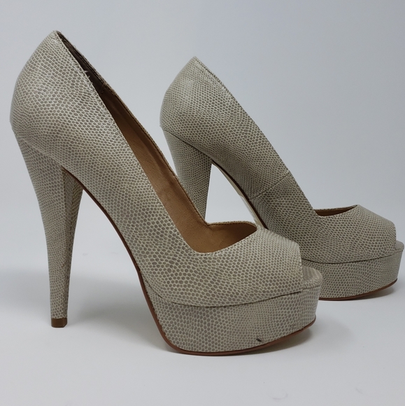 Colin Stuart Snake Skin Peep Toe Platform - Picture 9 of 11